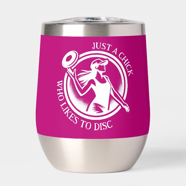 Personalized female Disc Golf  Thermal Wine Tumbler (Front)