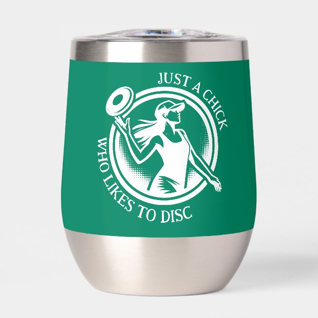 Personalized female Disc Golf  Thermal Wine Tumbler (Front)