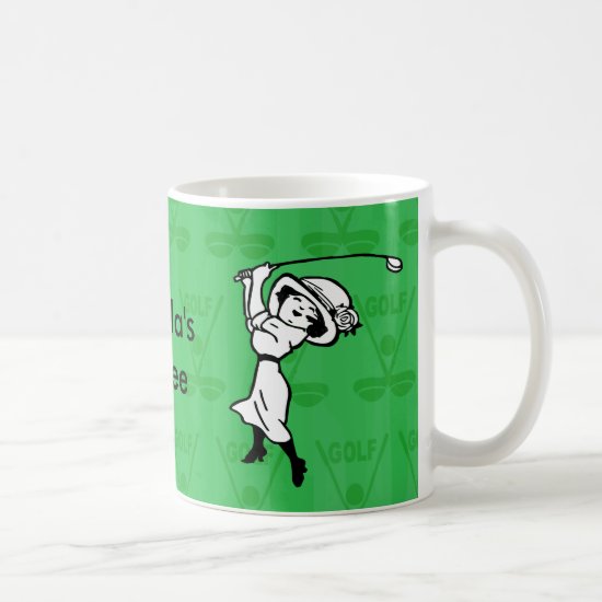 Personalized female golf cartoon golfer coffee mug