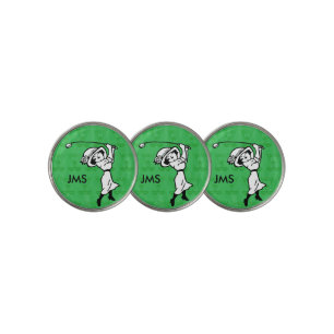 Personalized female golf cartoon golfer golf ball marker