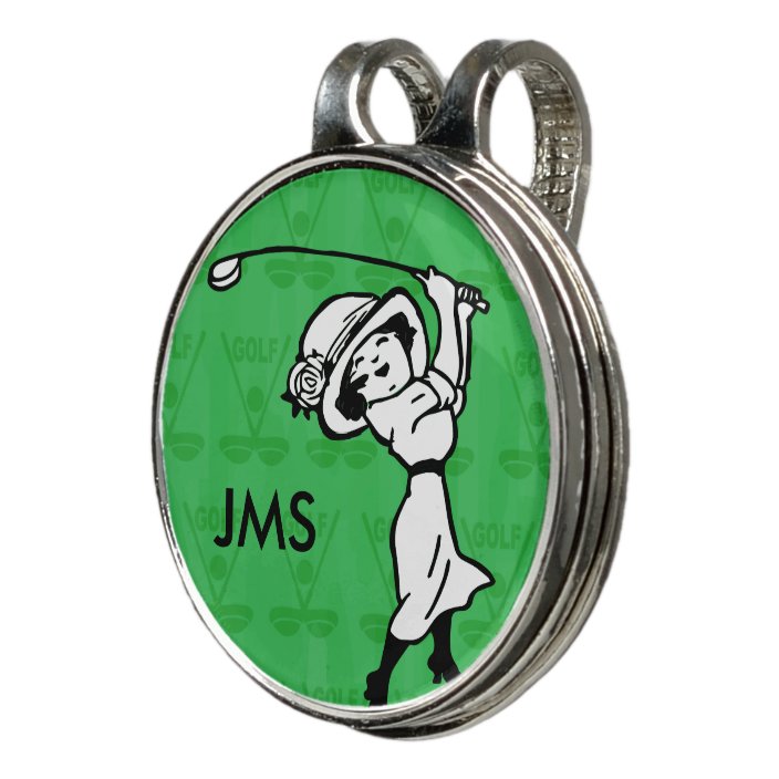 Personalized female golf cartoon golfer golf hat clip