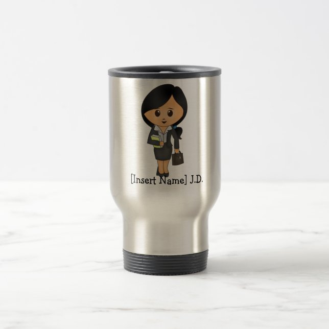 Personalized Female Lawyer - Black hair Travel Mug (Center)