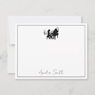 Personalized Female Piano Player Music Note Card