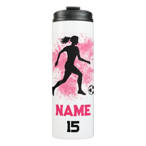 Personalized Female Soccer Player Thermal Tumbler