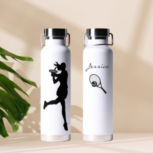 Personalized Female Tennis Player Minimalist Water Bottle