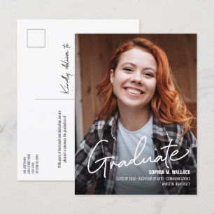 Personalized Female University Graduate Photo  Announcement Postcard