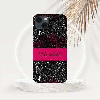 Personalized Feminine Feathers and Flowers iPhone 13 Case