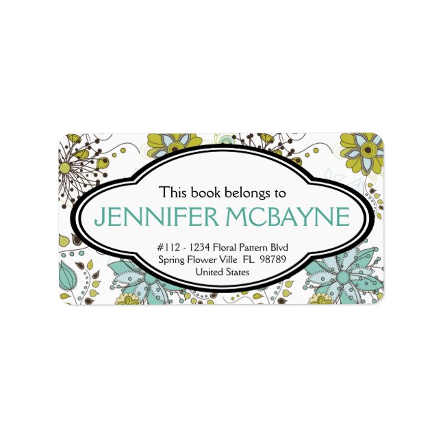 Personalized Feminine Spring Floral Bookplate (Front)