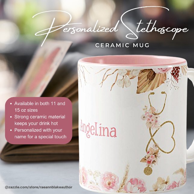 Personalized Feminine Stethoscope Ceramic Mug (Creator Uploaded)