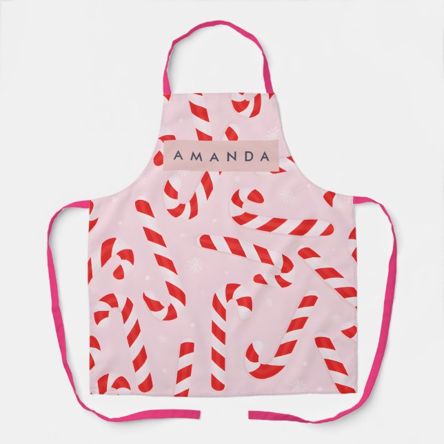 Personalized Festive Candy Canes Apron (Front)