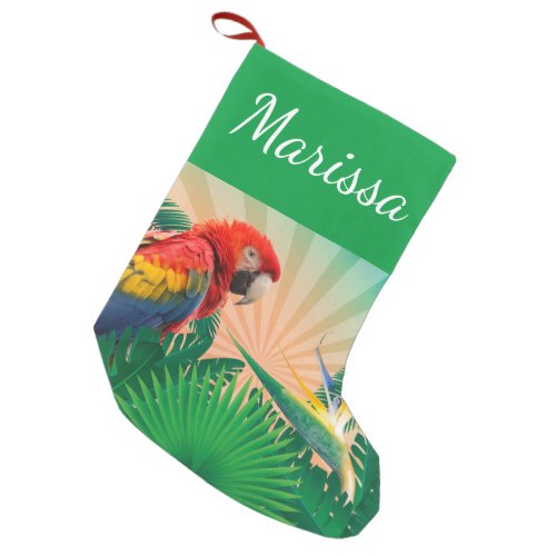 Personalized Festive Christmas Parrot Small Christmas Stocking