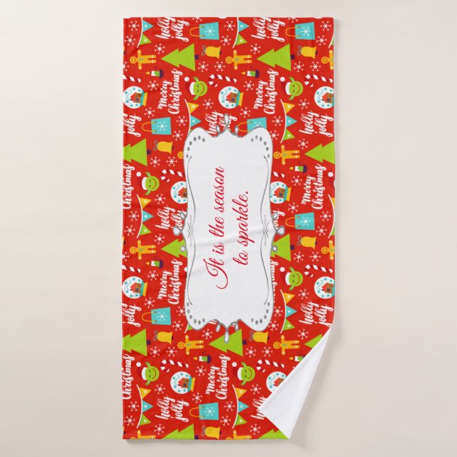Personalized Festive Christmas Pattern Bath Towel Set (Bath Towel)