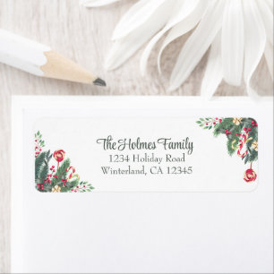 Personalized Festive Christmas Return Address Label