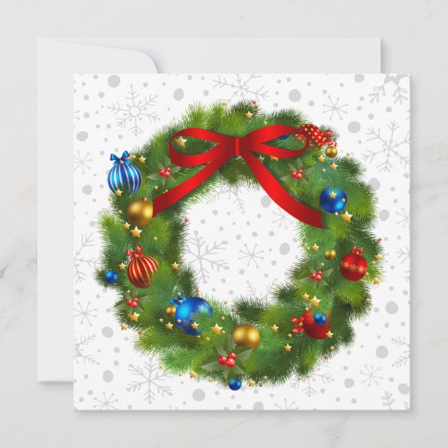 Personalized Festive Christmas Wreath  Holiday Card (Front)