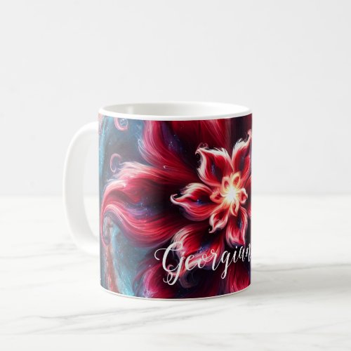 Personalized Festive Floral Poinsettia Galaxy Coffee Mug