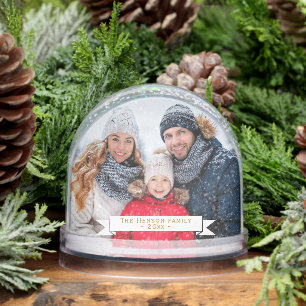 Personalized Festive Full 2 Family Photos Snow Globe