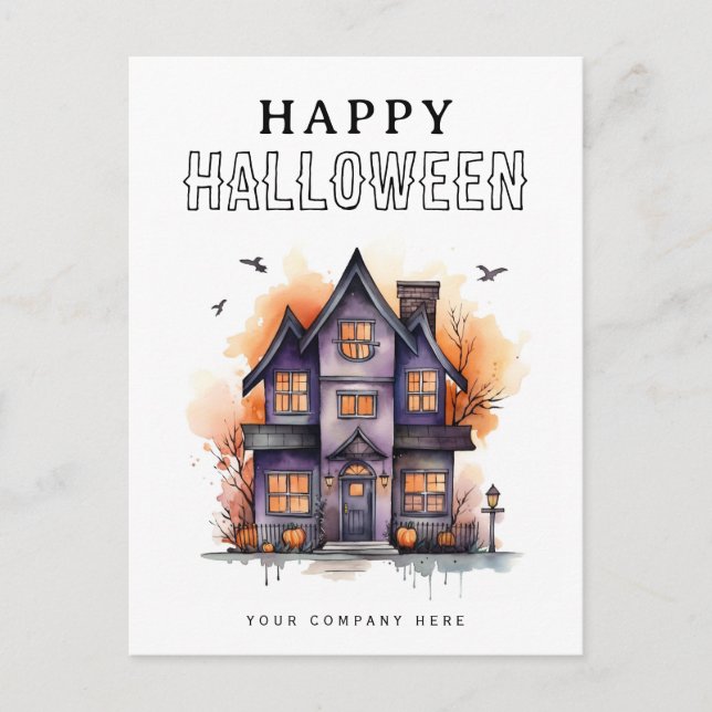 Personalized Festive Halloween House Real Estate  Holiday Postcard (Front)
