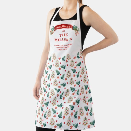 Personalized Festive Holiday Cookies and Trees Apron
