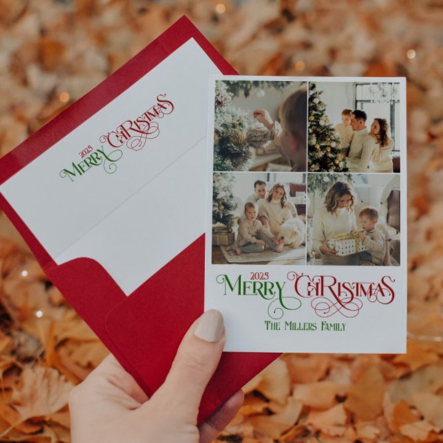 Personalized Festive Merry Christmas Typography Envelope (Creator Uploaded)