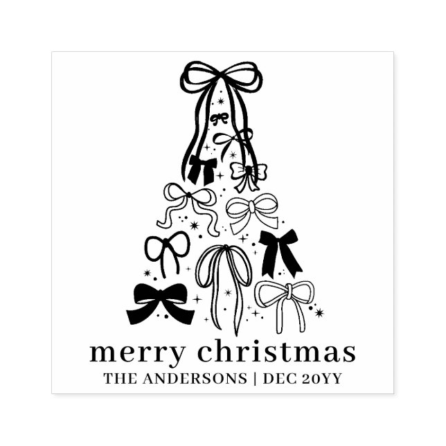 Personalized Festive Modern Family Christmas Rubber Stamp (Imprint)