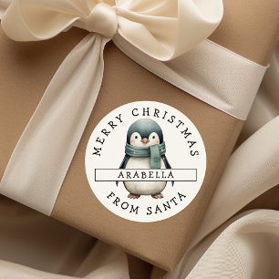 Personalized Festive Penguin Christmas Sticker