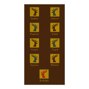 Personalized Festive Santa's Reindeer Christmas Poster