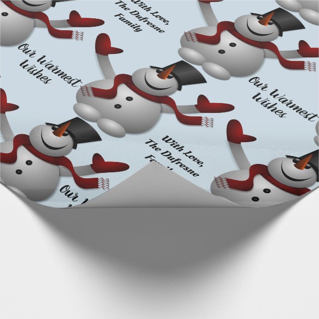 Personalized Festive Snowmen Wrapping Paper (Corner)
