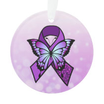 Personalized Fibromyalgia Ribbon and Butterfly Ornament