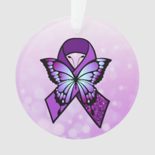 Personalized Fibromyalgia Ribbon and Butterfly Ornament