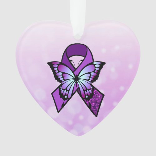 Personalized Fibromyalgia Ribbon and Butterfly Ornament