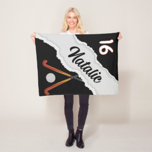 Personalized Field Hockey Blanket, Custom Name
