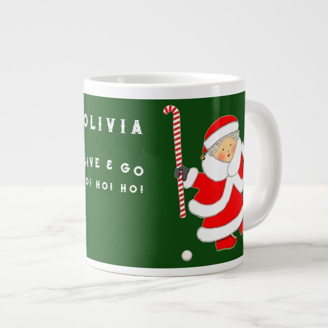 Personalized Field Hockey Holiday Gift Giant Coffee Mug (Front Right)