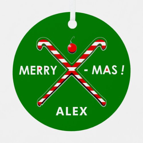 Personalized Field Hockey Holiday Gift Metal Ornament