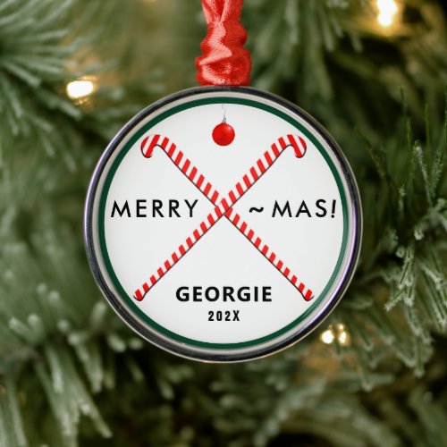 Personalized Field Hockey Holiday Gift Metal Ornament