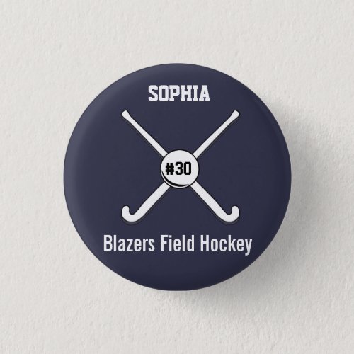 Personalized Field Hockey Team Name Jersey Number Button