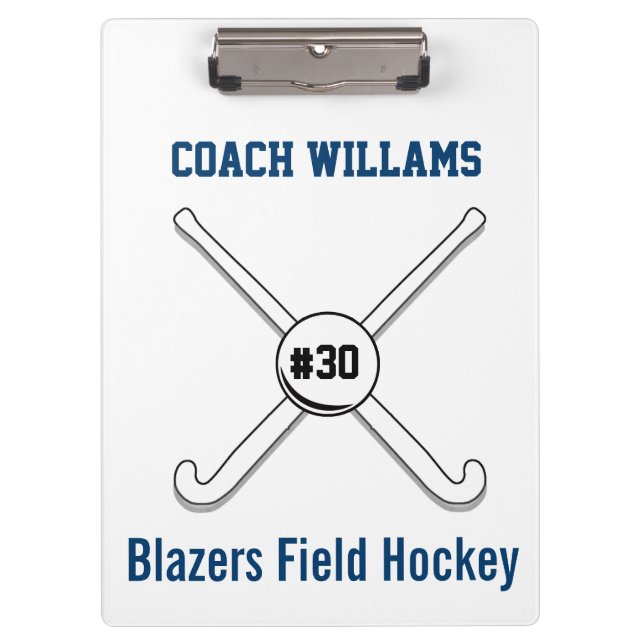 Personalized Field Hockey Team Name Jersey Number Clipboard (Front)