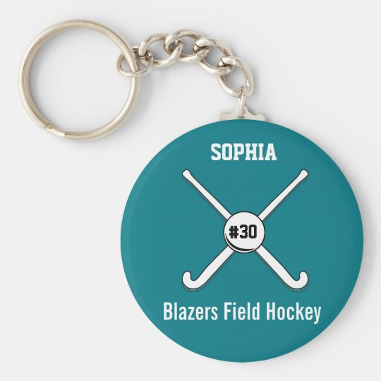 Personalized Field Hockey Team Name Jersey Number Keychain