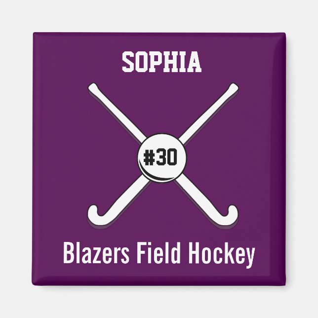 Personalized Field Hockey Team Name Jersey Number Magnet (Front)