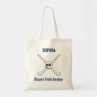 Personalized Field Hockey Team Name Jersey Number Tote Bag