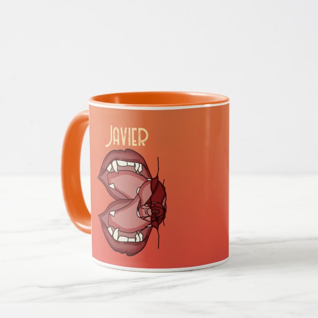 Personalized Fierce Expression of a Vampire’s Fang Mug (Front Left)