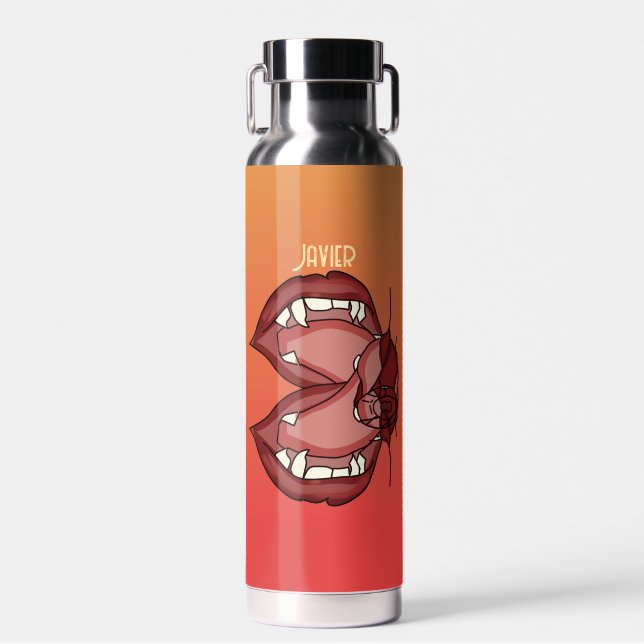 Personalized Fierce Expression of a Vampire’s Fang Water Bottle (Front)