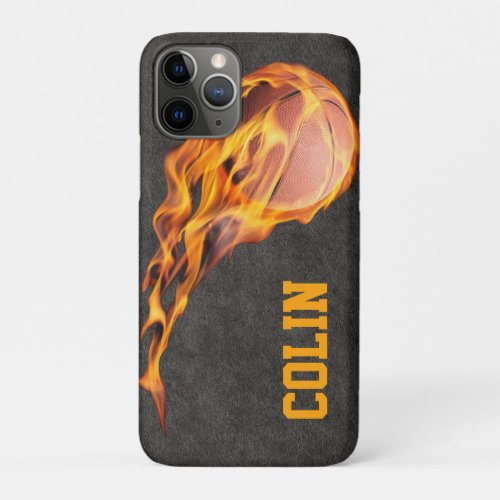 Personalized Fiery Basketball iPhone 11 Pro Case
