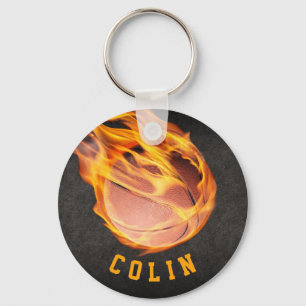 Personalized Fiery Basketball Keychain