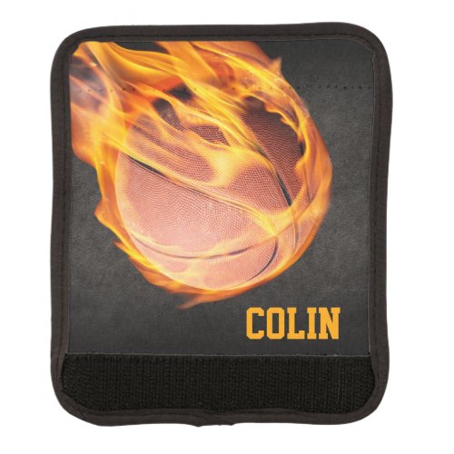 Personalized Fiery Basketball Luggage Handle Wrap