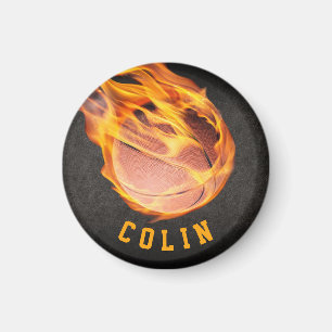 Personalized Fiery Basketball Magnet
