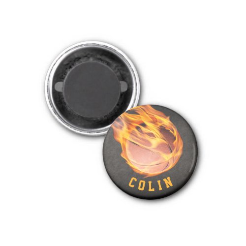 Personalized Fiery Basketball Magnet