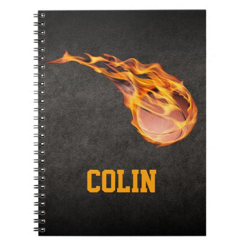 Personalized Fiery Basketball Notebook