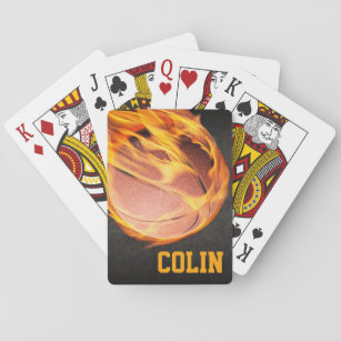 Personalized Fiery Basketball Playing Cards