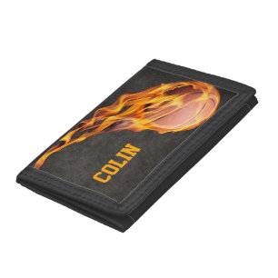 Personalized Fiery Basketball Tri-fold Wallet