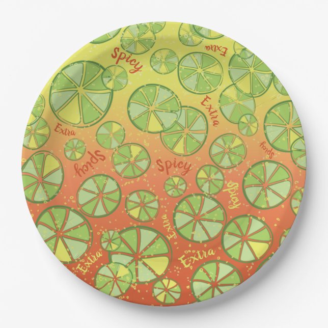 Personalized Fiesta Spicy Margarita & Limes Paper Plates (Front)